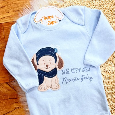  CONJ. DE MALHA 3 PEÇAS - Bebê Quentinho, Mamãe Feliz - Azul Bebê 